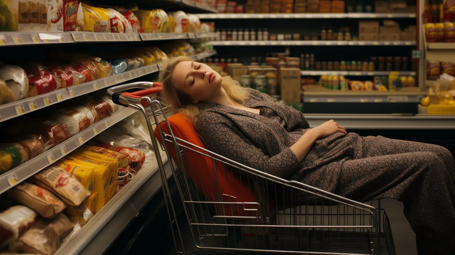 Cc4863 Photo Of A Tired Woman Nearly Falling Asleep In The Supe 5facaf3b 1d4d 4a19 A143 E8a0f649f071